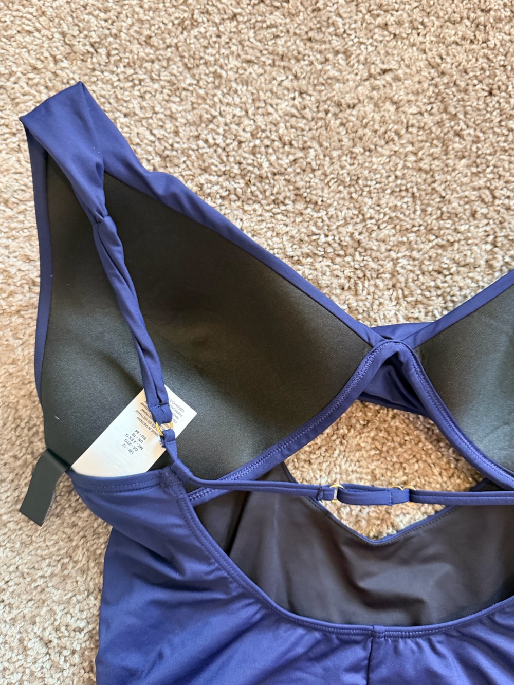La Blanca Island Goddess One Piece Swimsuit Size 12 Indigo Cross Front Keyhole - Picture 7 of 8